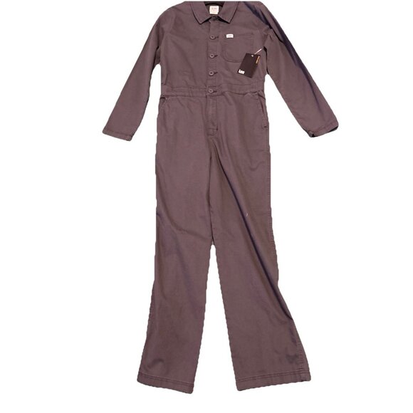 Lee Heritage Coverall Women’s Small Dark Muted Gray Button-Up Jumpsuit - Picture 1 of 11